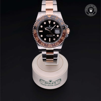 Rolex Certified Pre-owned GMT M126711CHNR-0002 front on black background