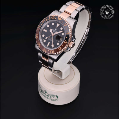 Rolex Certified Pre-owned GMT M126711CHNR-0002 front on black background