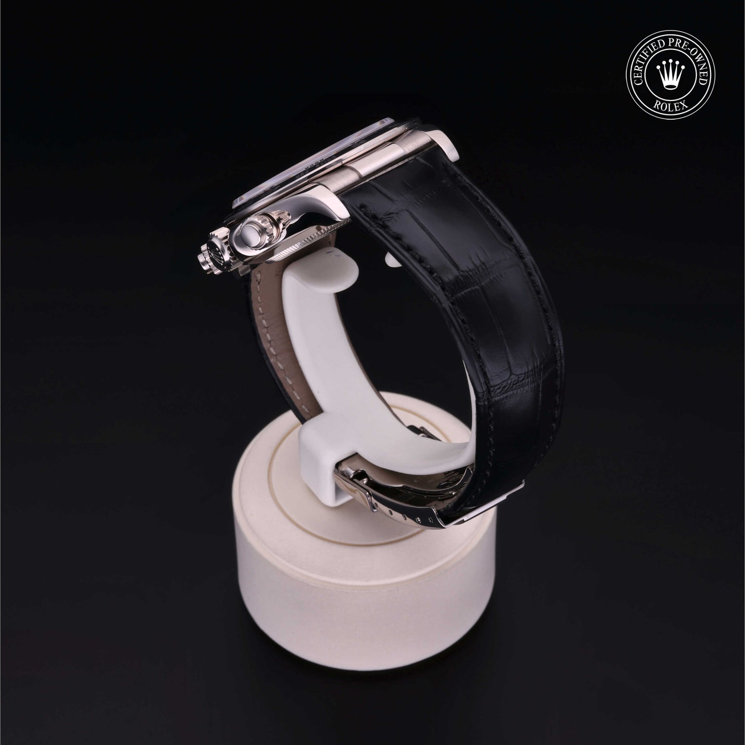 Rolex Certified Pre-owned Daytona M116519-0167 front on black background