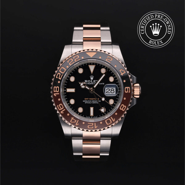 Rolex Certified Pre-owned GMT M126711CHNR-0002 front on black background