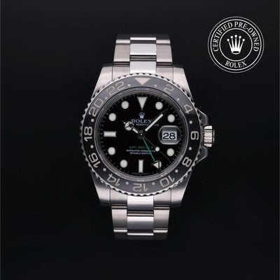 Rolex CPO GMT II M116710LN front on white background