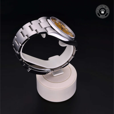 Rolex Certified Pre-owned Oyster Perpetual M124300-0004 front on black background