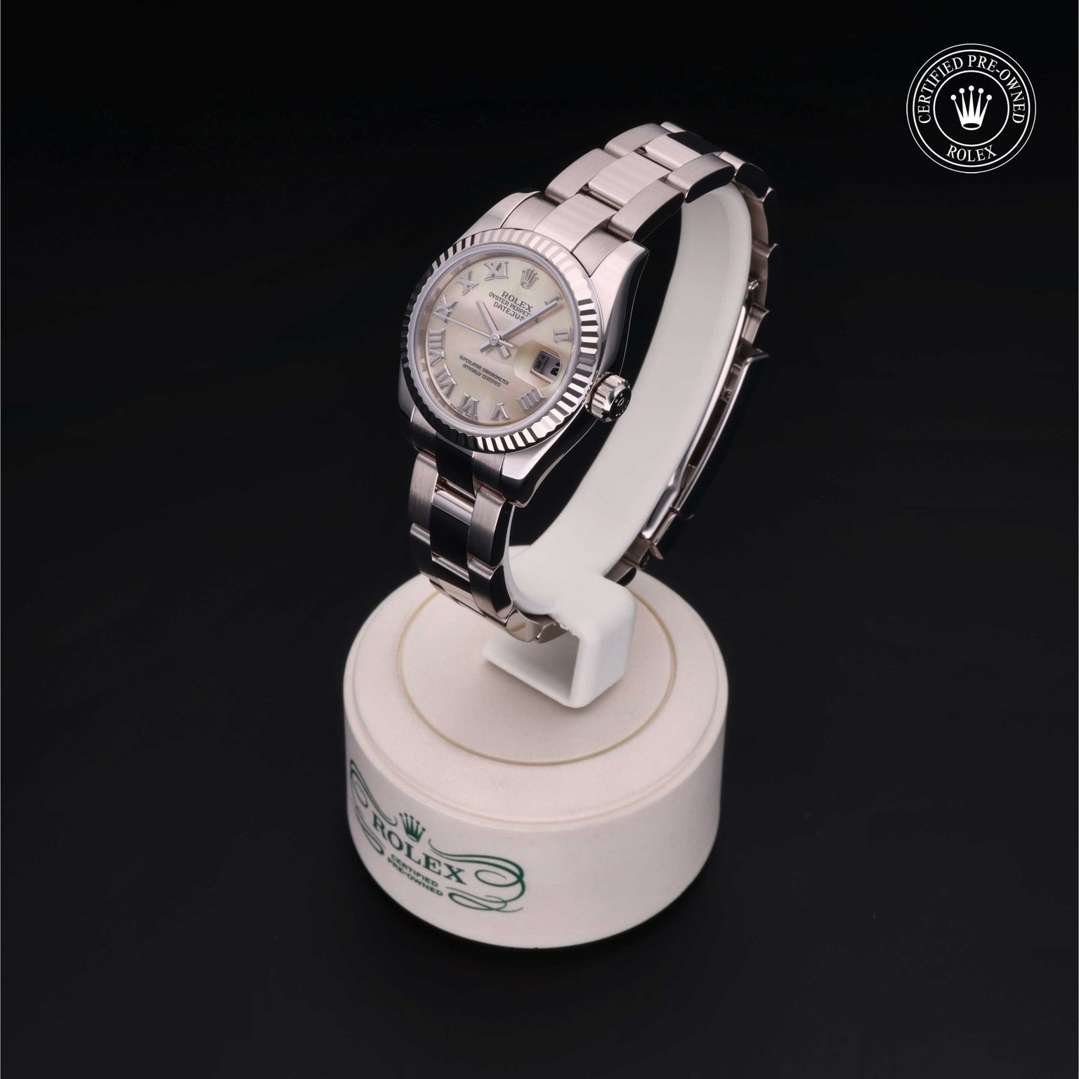 Rolex Certified Pre-owned Lady Datejust M179179-0136 front on black background