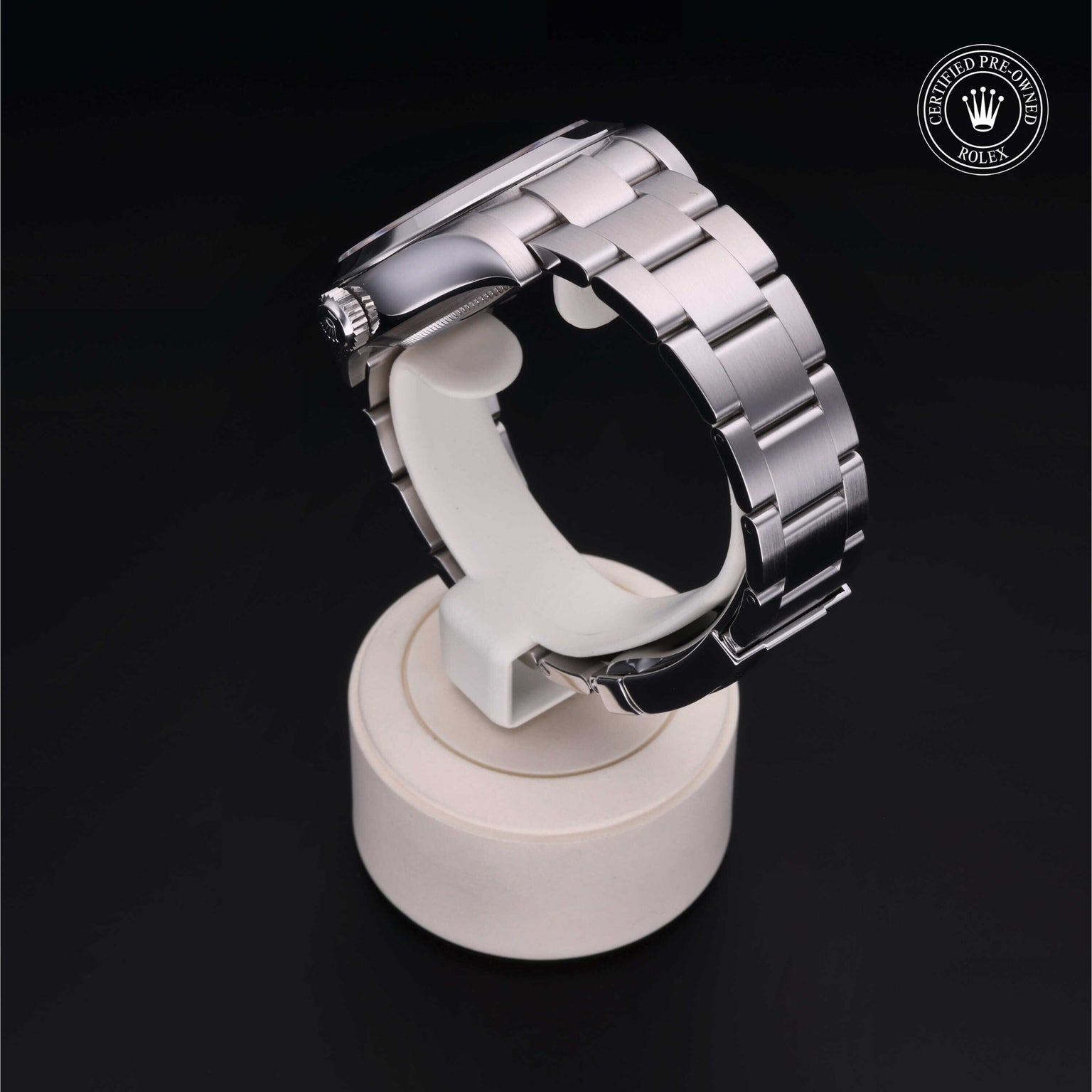 Rolex Certified Pre-owned Air-King M116900-0001 front on black background