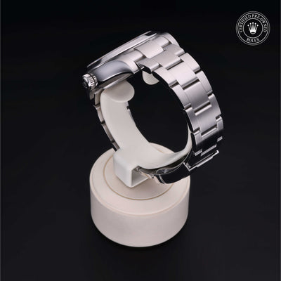 Rolex Certified Pre-owned Air-King M116900-0001 front on black background