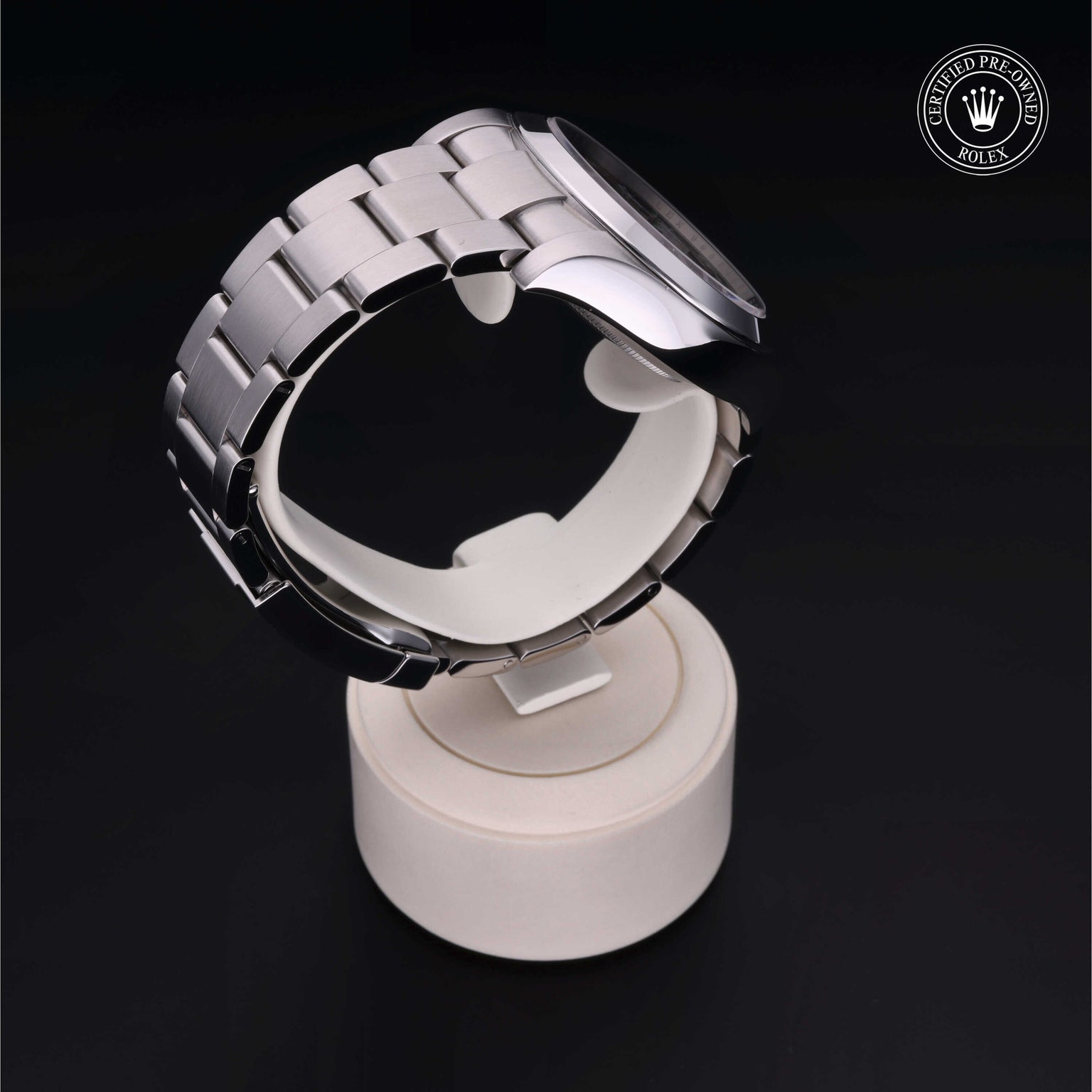 Rolex Certified Pre-owned Air-King M116900-0001 front on black background