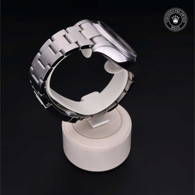 Rolex Certified Pre-owned Air-King M116900-0001 front on black background