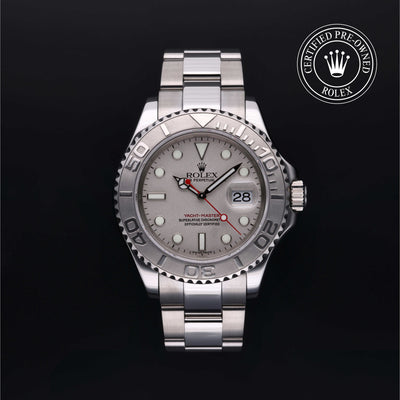 Rolex Certified Pre-owned Yacht-Master M16622-0004 front on black background