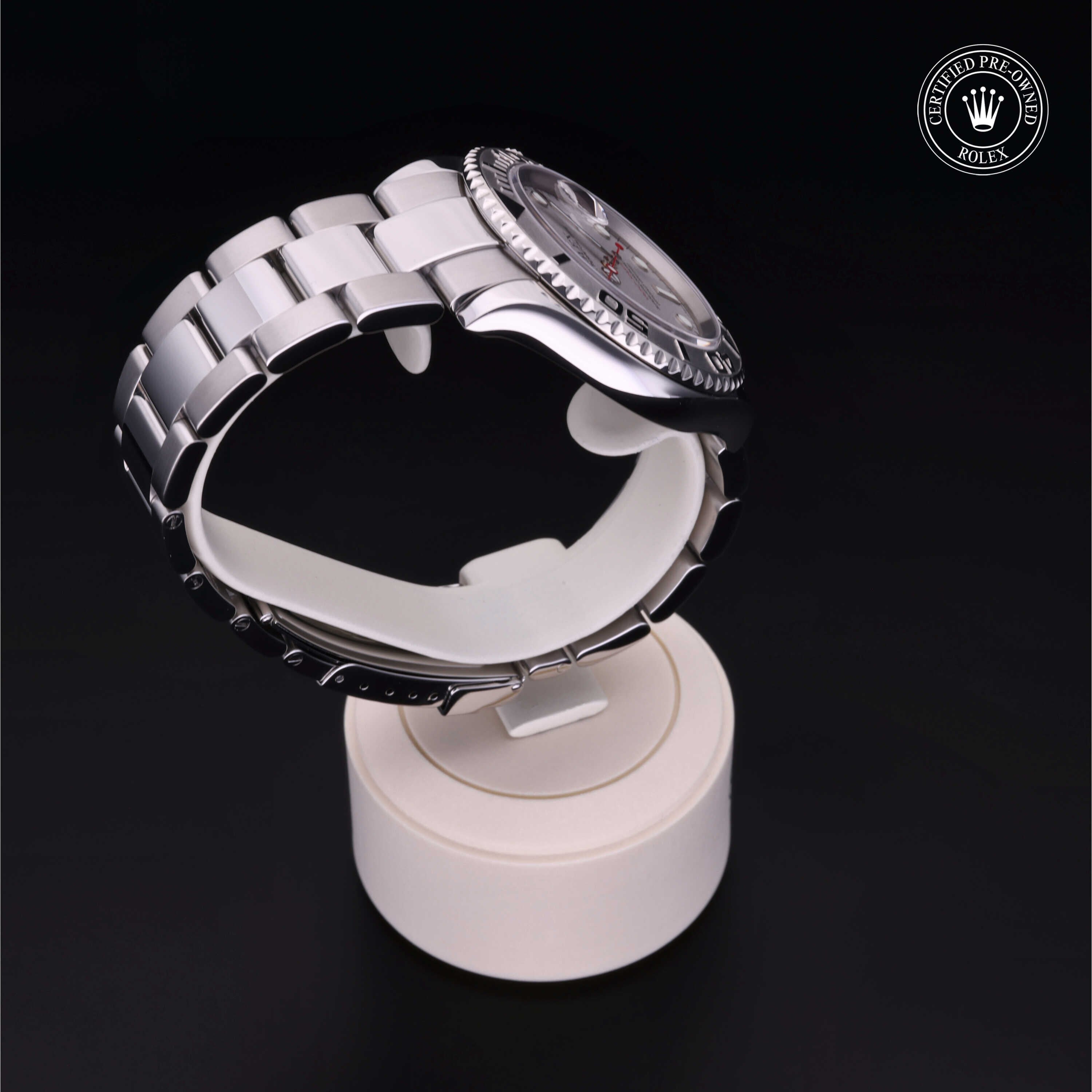 Rolex Certified Pre-owned Yacht-Master M16622-0004 front on black background