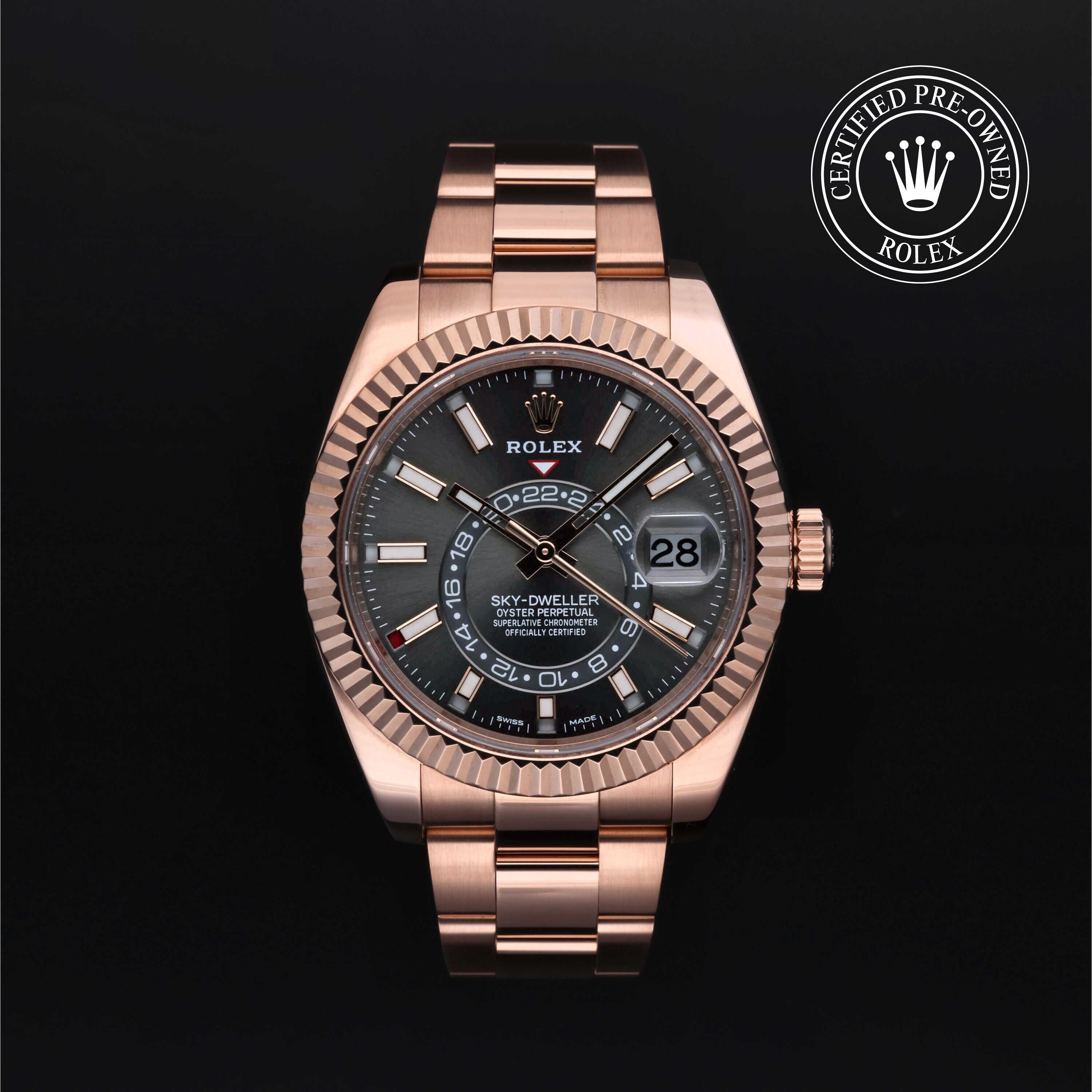 Rolex Certified Pre-owned Sky-Dweller M326935-0007 front on black background