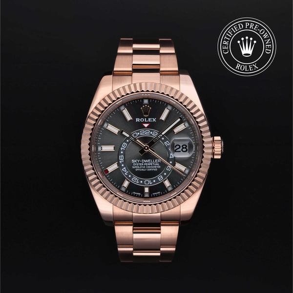 Rolex Certified Pre-owned Sky-Dweller M326935-0007 front on black background