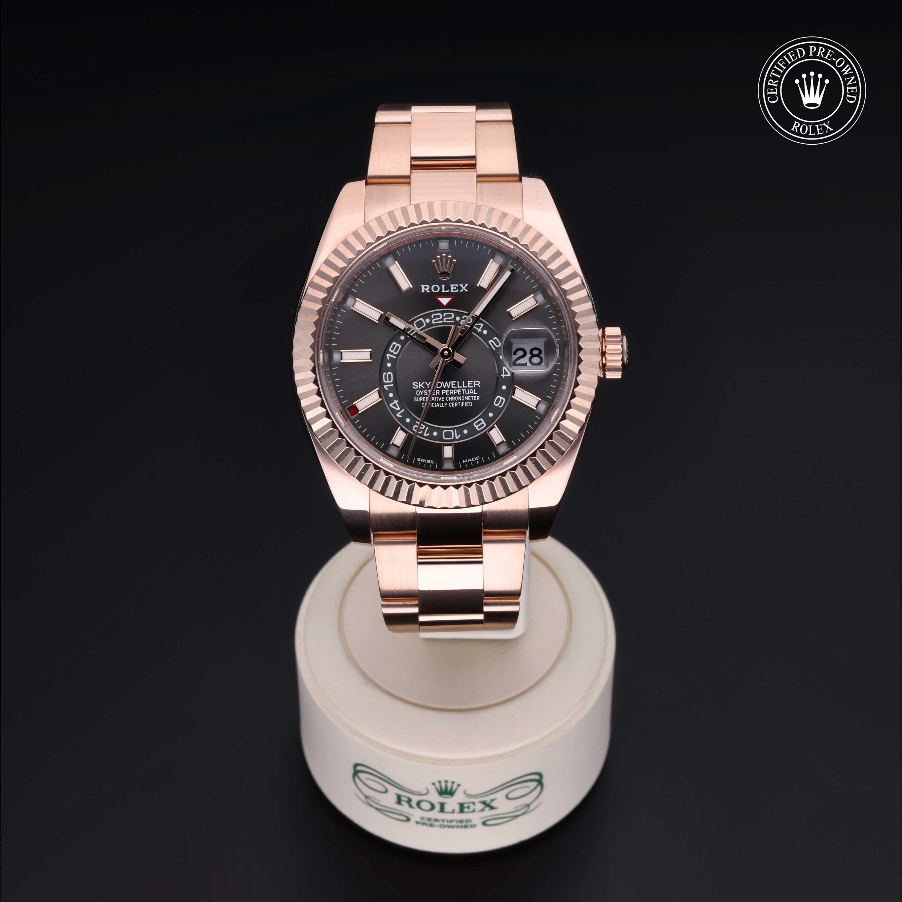 Rolex Certified Pre-owned Sky-Dweller M326935-0007 front on black background