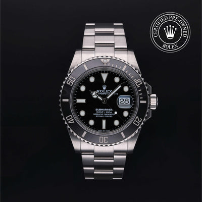 Rolex Certified Pre-owned Submariner M126610LN-0001 front on black background