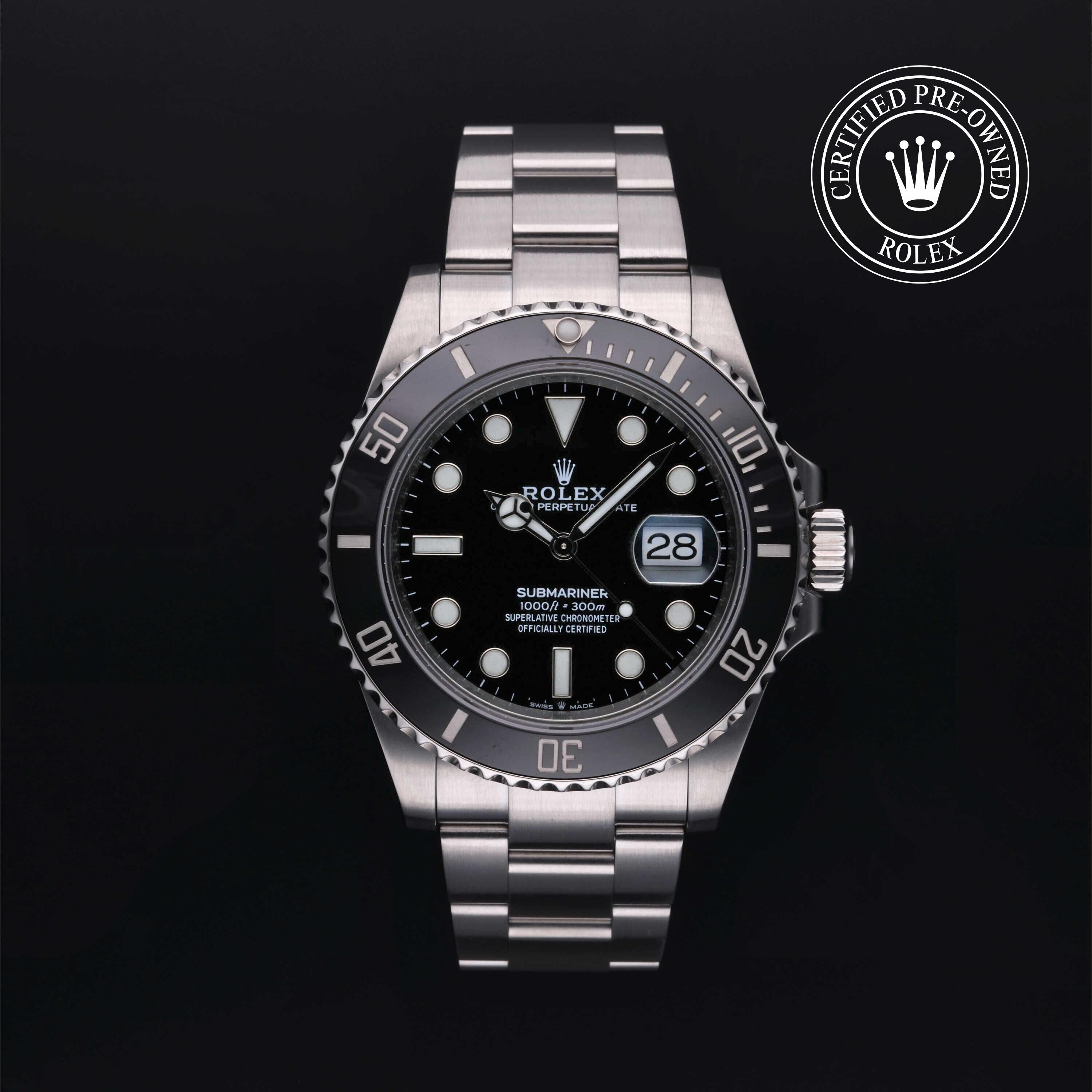 Rolex Certified Pre-owned Submariner M126610LN-0001 front on black background