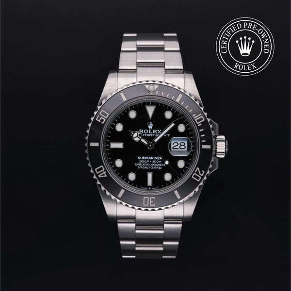 Rolex Certified Pre-owned Submariner M126610LN-0001 front on black background