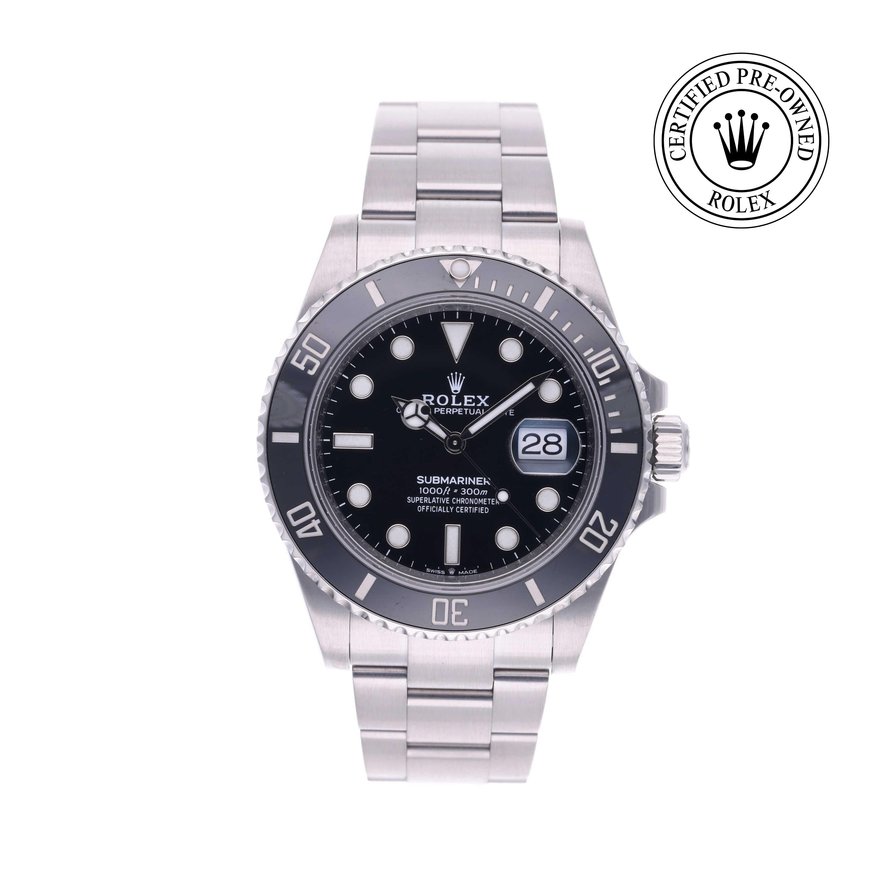 Rolex Certified Pre-owned Submariner M126610LN-0001 front on white background