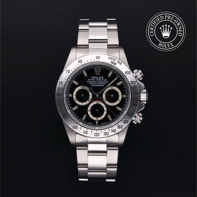 Rolex Certified Pre-owned Daytona M16520-0002 front on black background