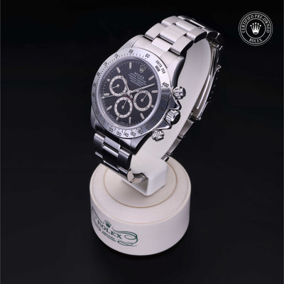 Rolex Certified Pre-owned Daytona M16520-0002 front on black background