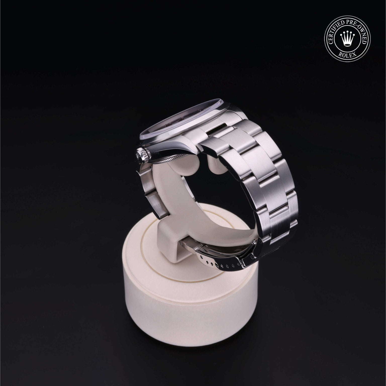 Rolex Certified Pre-owned Air-King M14000M-0009 front on black background