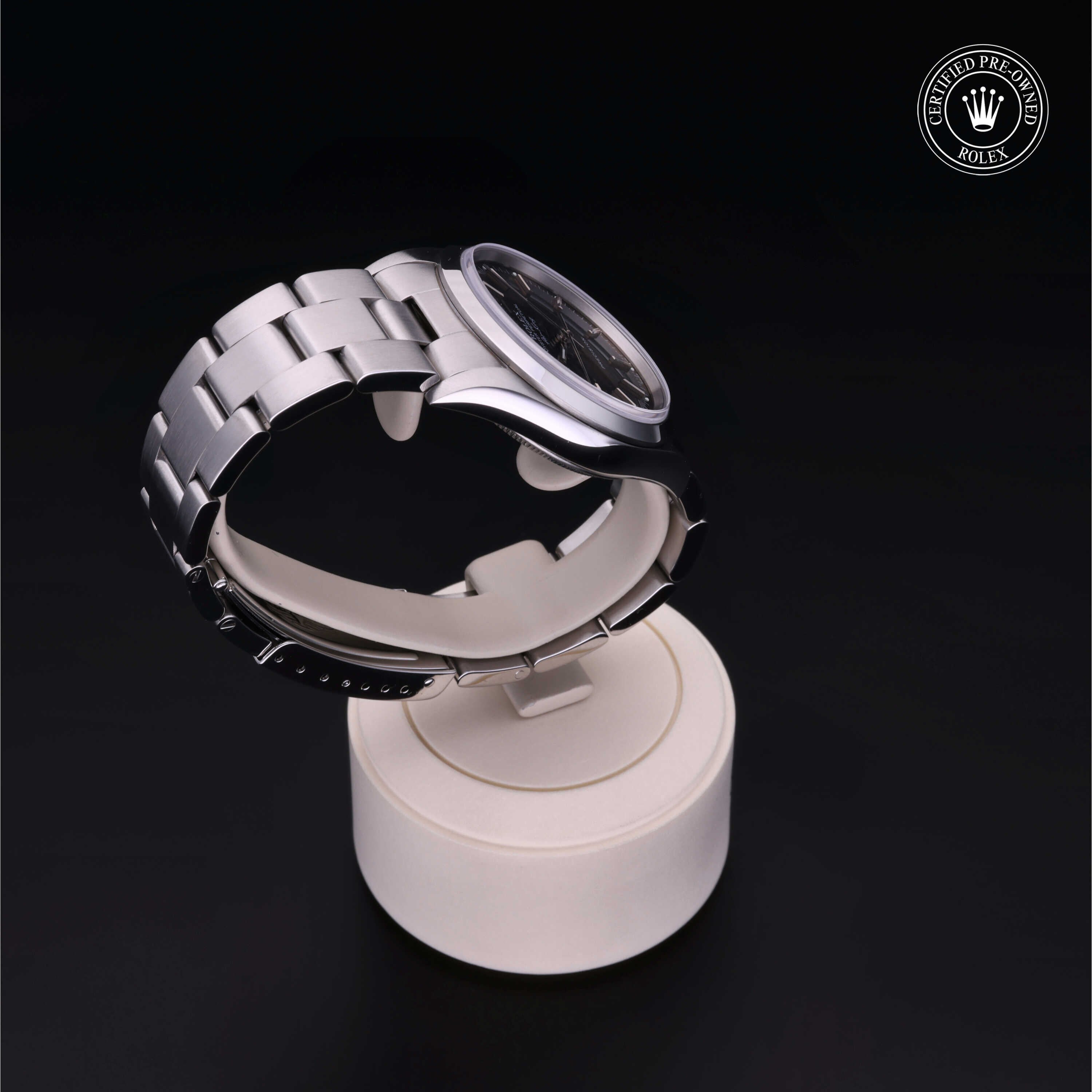 Rolex Certified Pre-owned Air-King M14000M-0009 front on black background