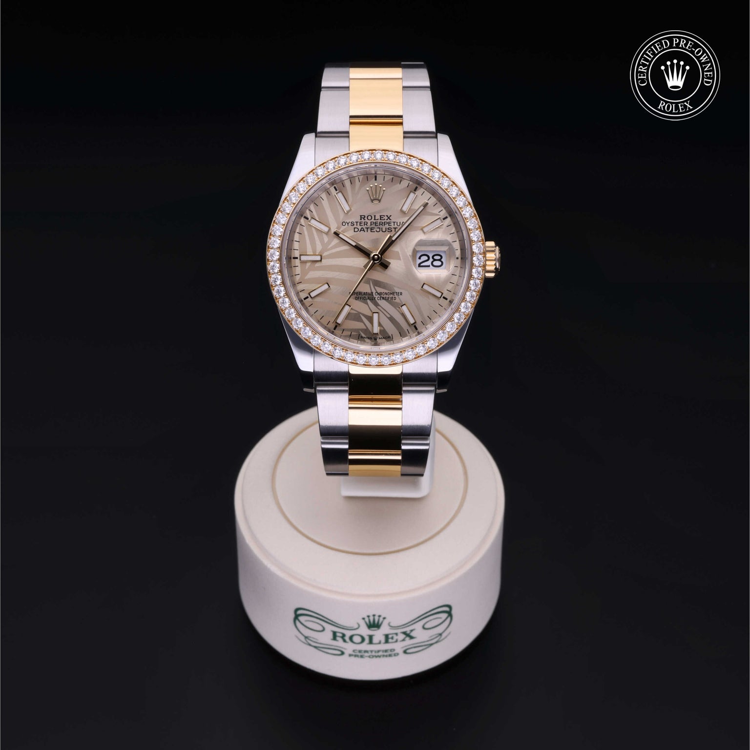 Rolex Certified Pre-owned Datejust M126283RBR-0024 front on black background