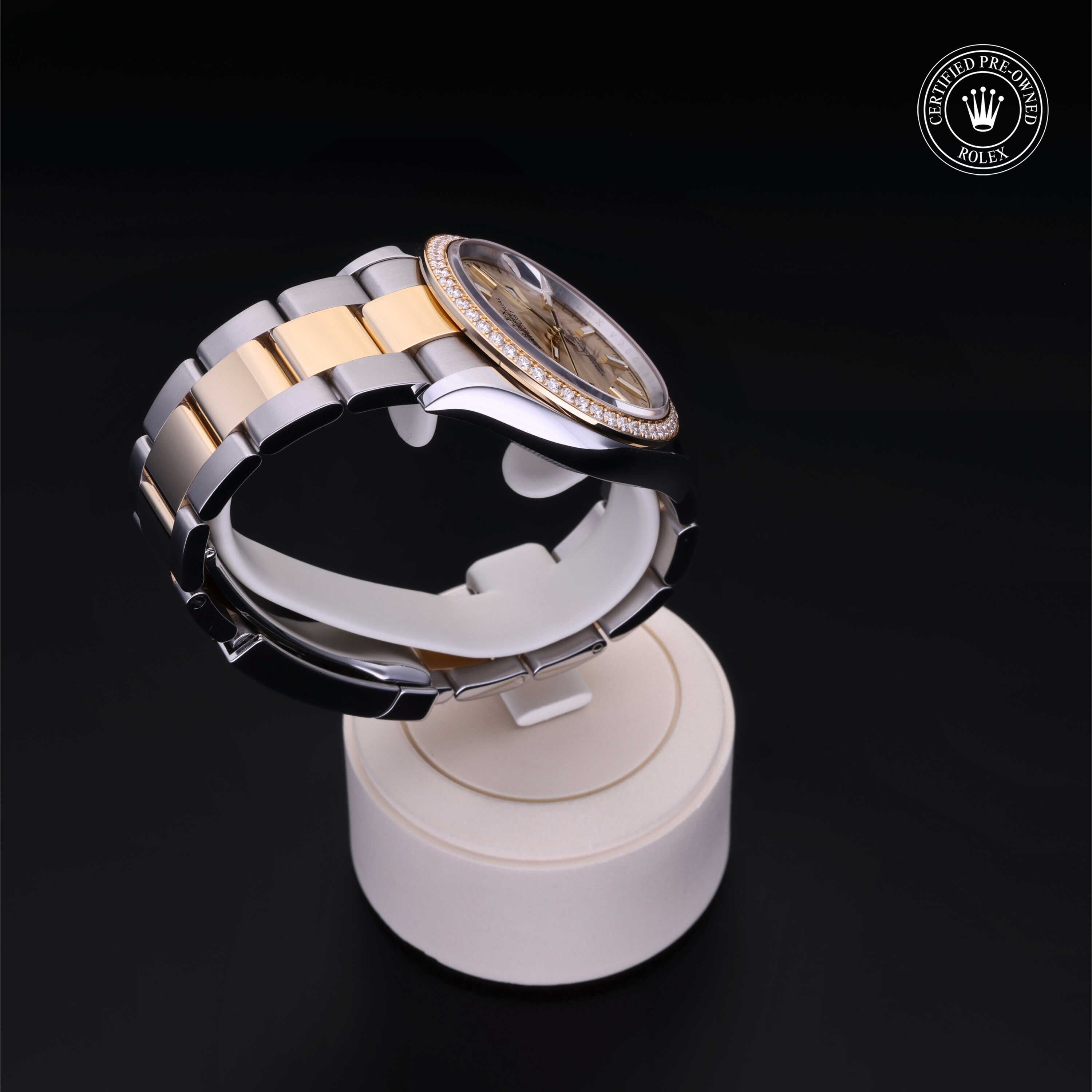 Rolex Certified Pre-owned Datejust M126283RBR-0024 front on black background