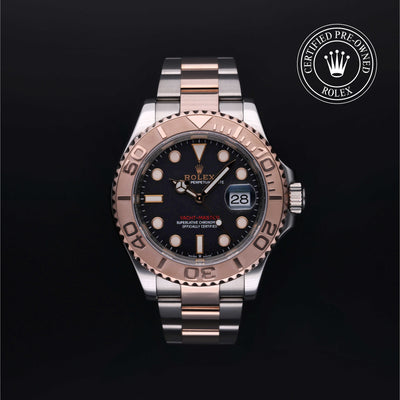 Rolex Certified Pre-owned Yacht-Master M126621-0002 front on black background