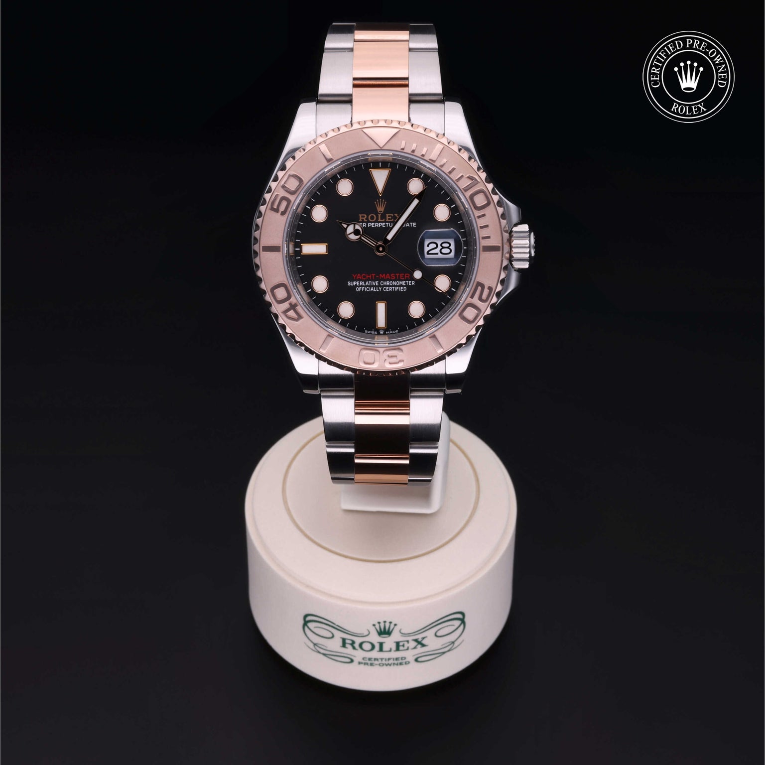 Rolex Certified Pre-owned Yacht-Master M126621-0002 front on black background