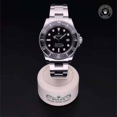 Rolex Certified Pre-owned Sea-Dweller M116600-0003 front on black background