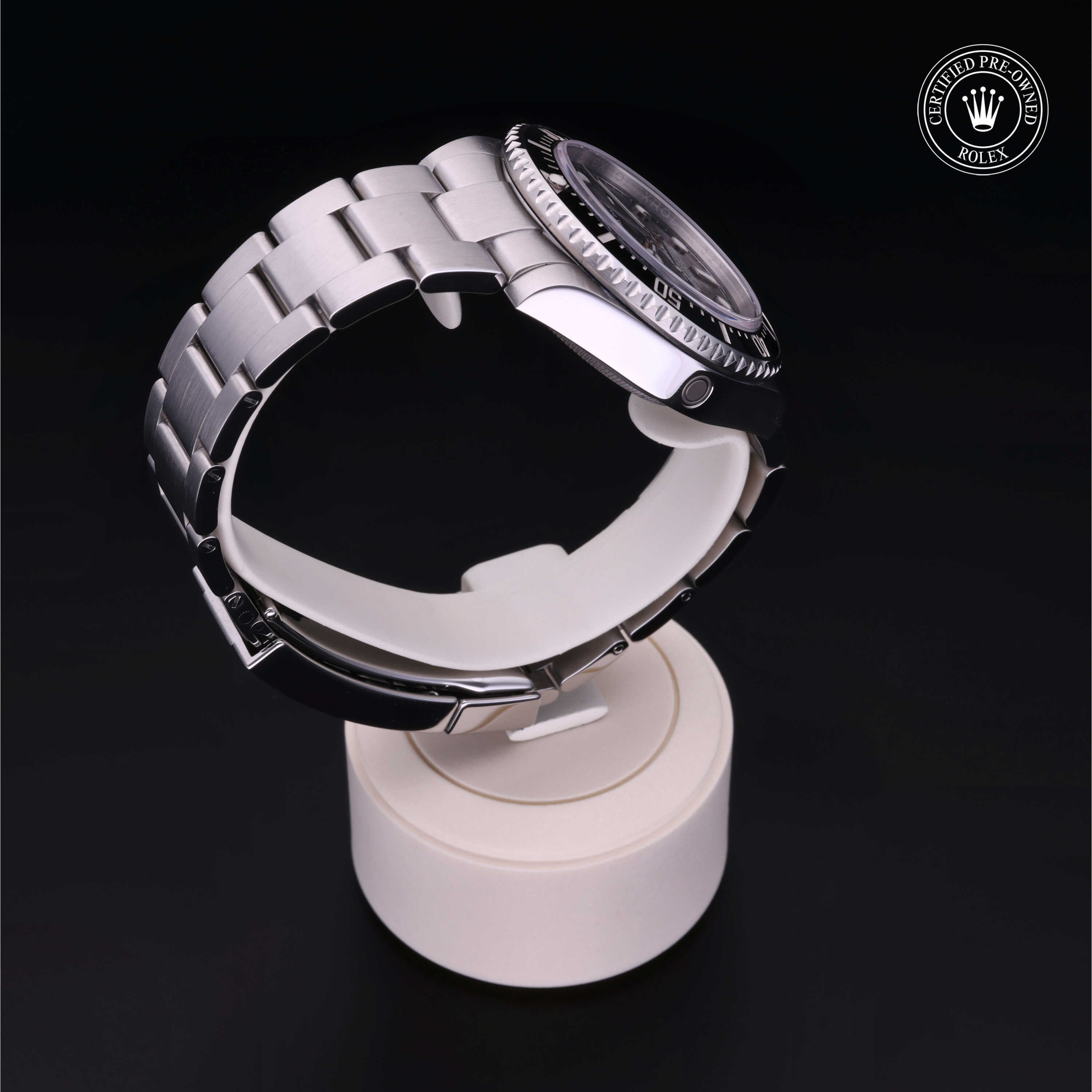 Rolex Certified Pre-owned Sea-Dweller M116600-0003 front on black background