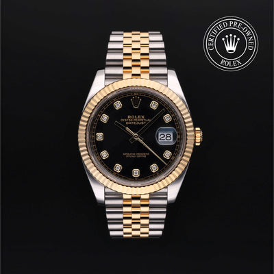 Rolex Certified Pre-owned Datejust M126333-0006 front on black background