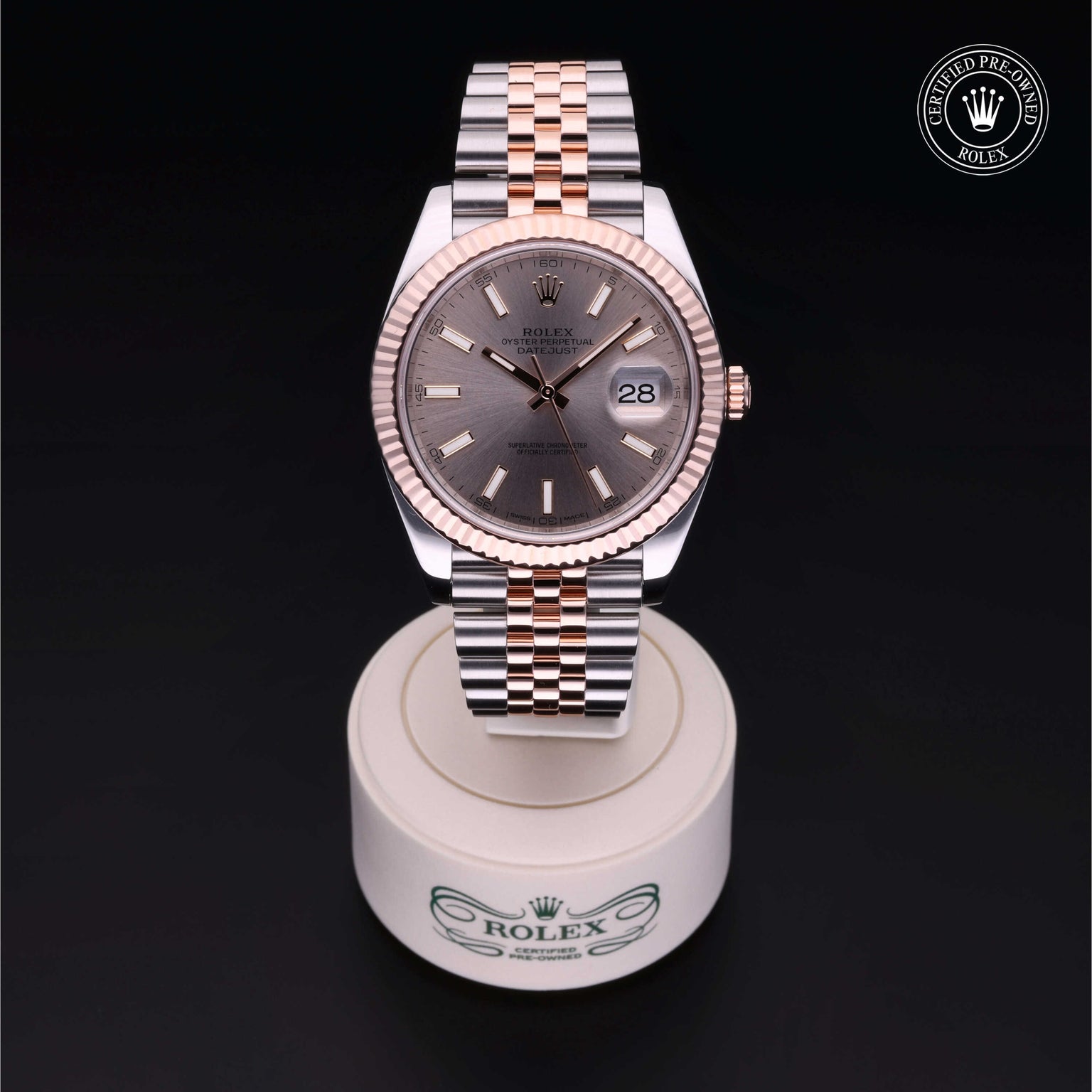 Rolex Certified Pre-owned Datejust M126331-0010 front on black background