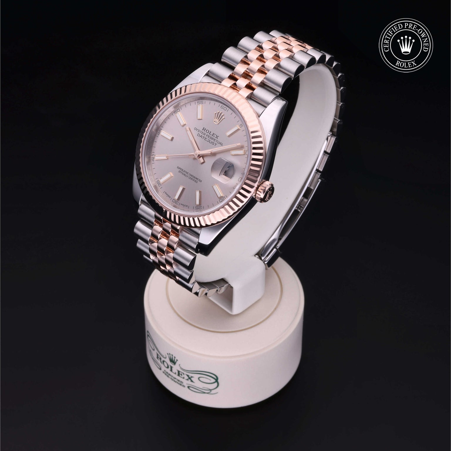 Rolex Certified Pre-owned Datejust M126331-0010 front on black background