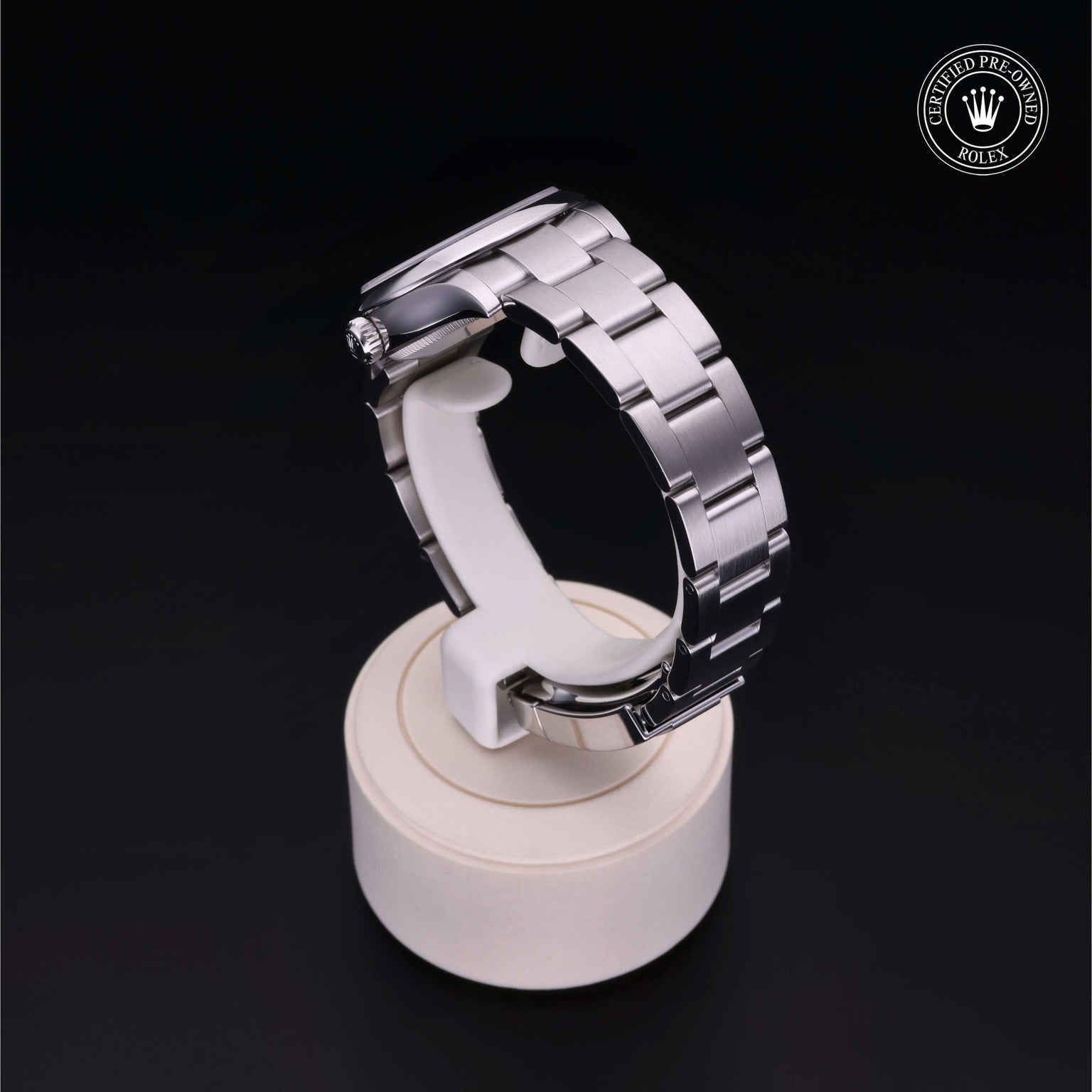 Rolex Certified Pre-owned Oyster Perpetual M277200-0002 front on black background