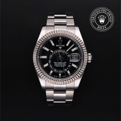 Rolex Certified Pre-owned Sky-Dweller M326934-0005 front on black background
