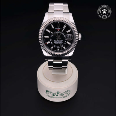 Rolex Certified Pre-owned Sky-Dweller M326934-0005 front on black background