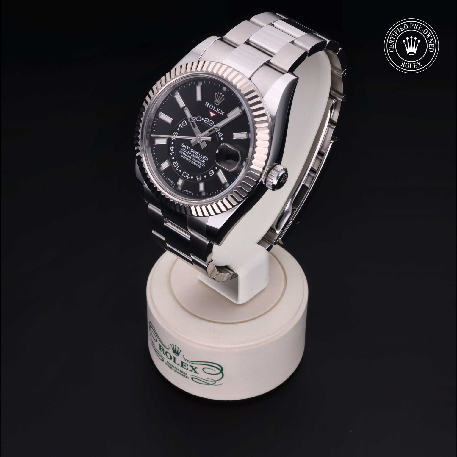 Rolex Certified Pre-owned Sky-Dweller M326934-0005 front on black background