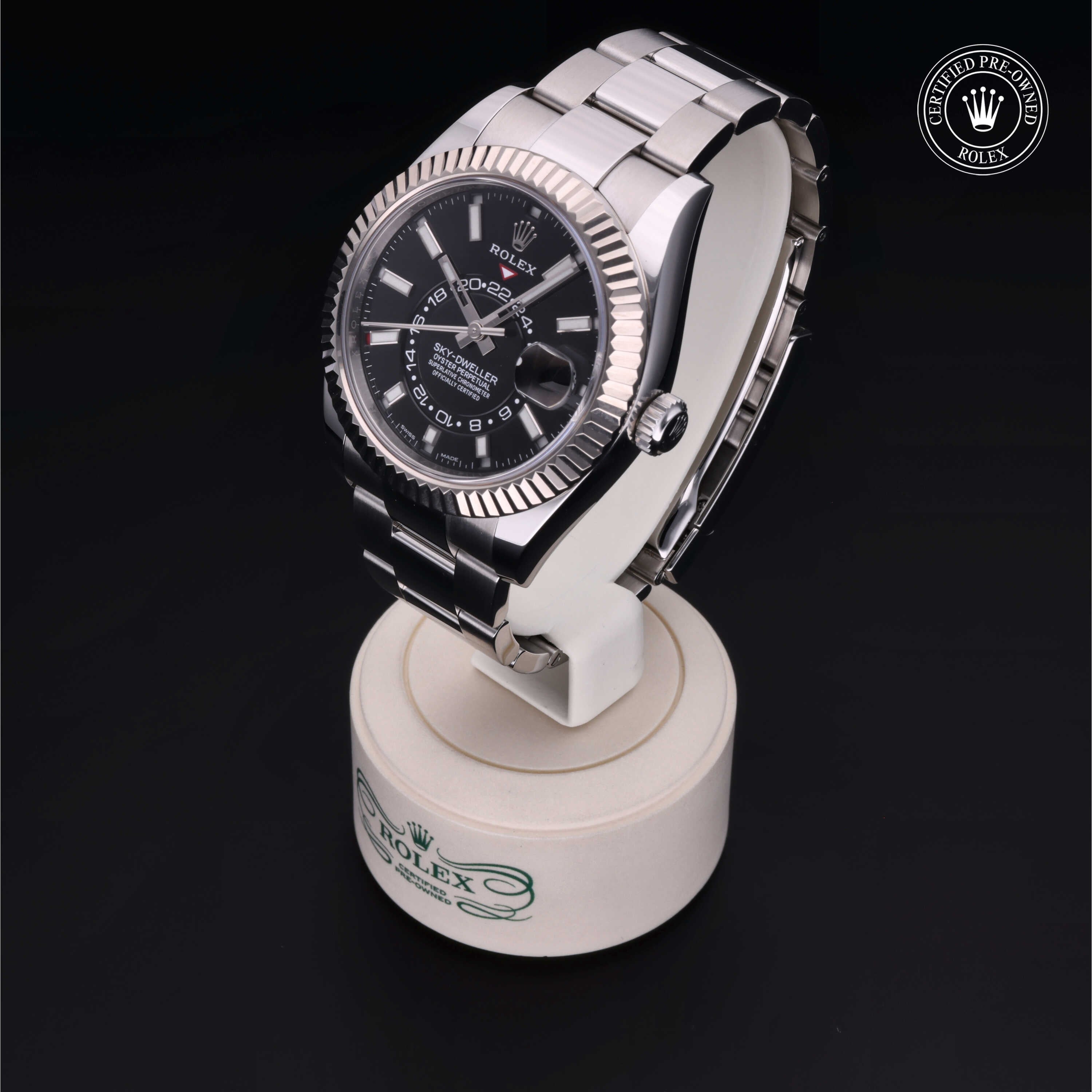 Rolex Certified Pre-owned Sky-Dweller M326934-0005 front on black background