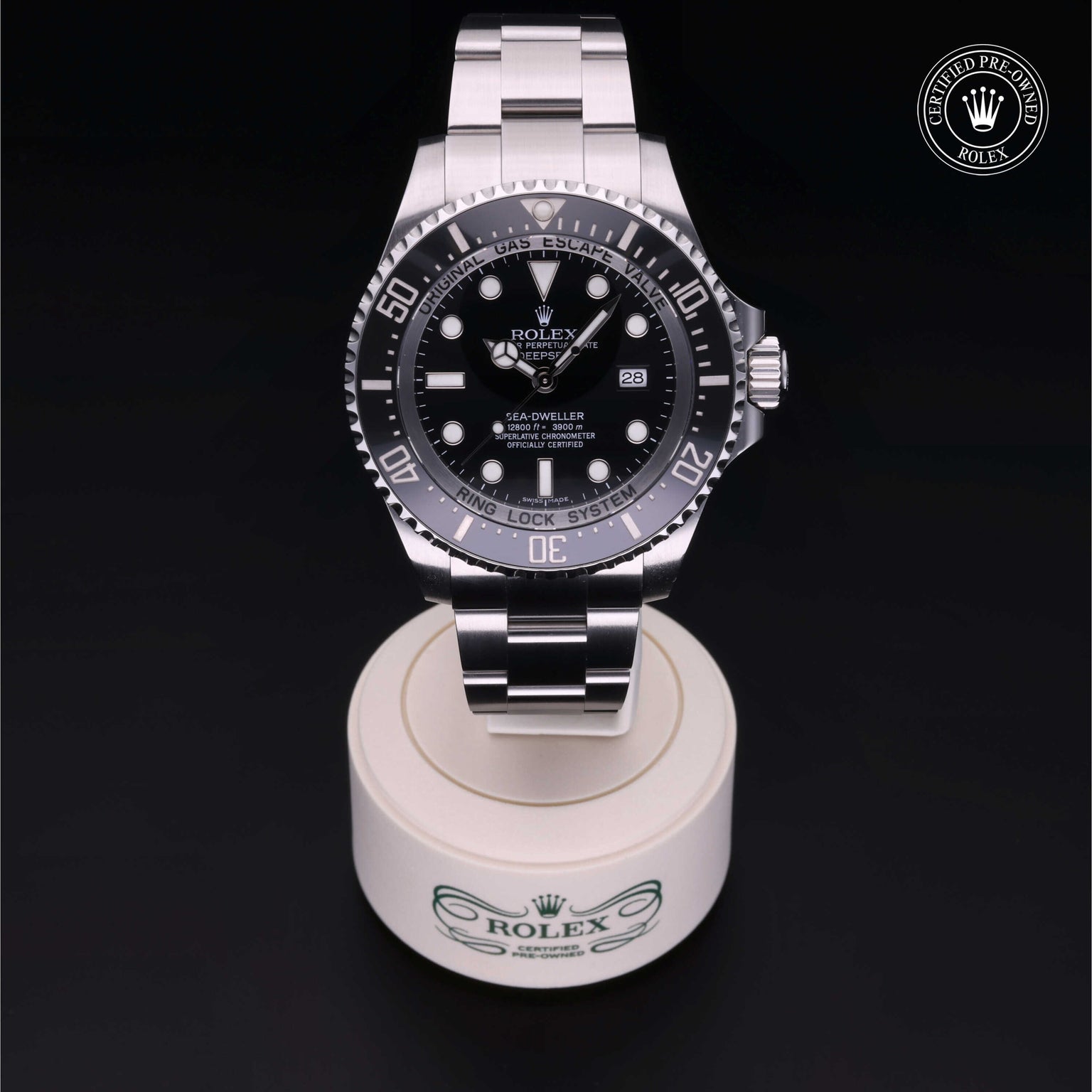 Rolex Certified Pre-owned Sea-Dweller M116660-0001 front on black background