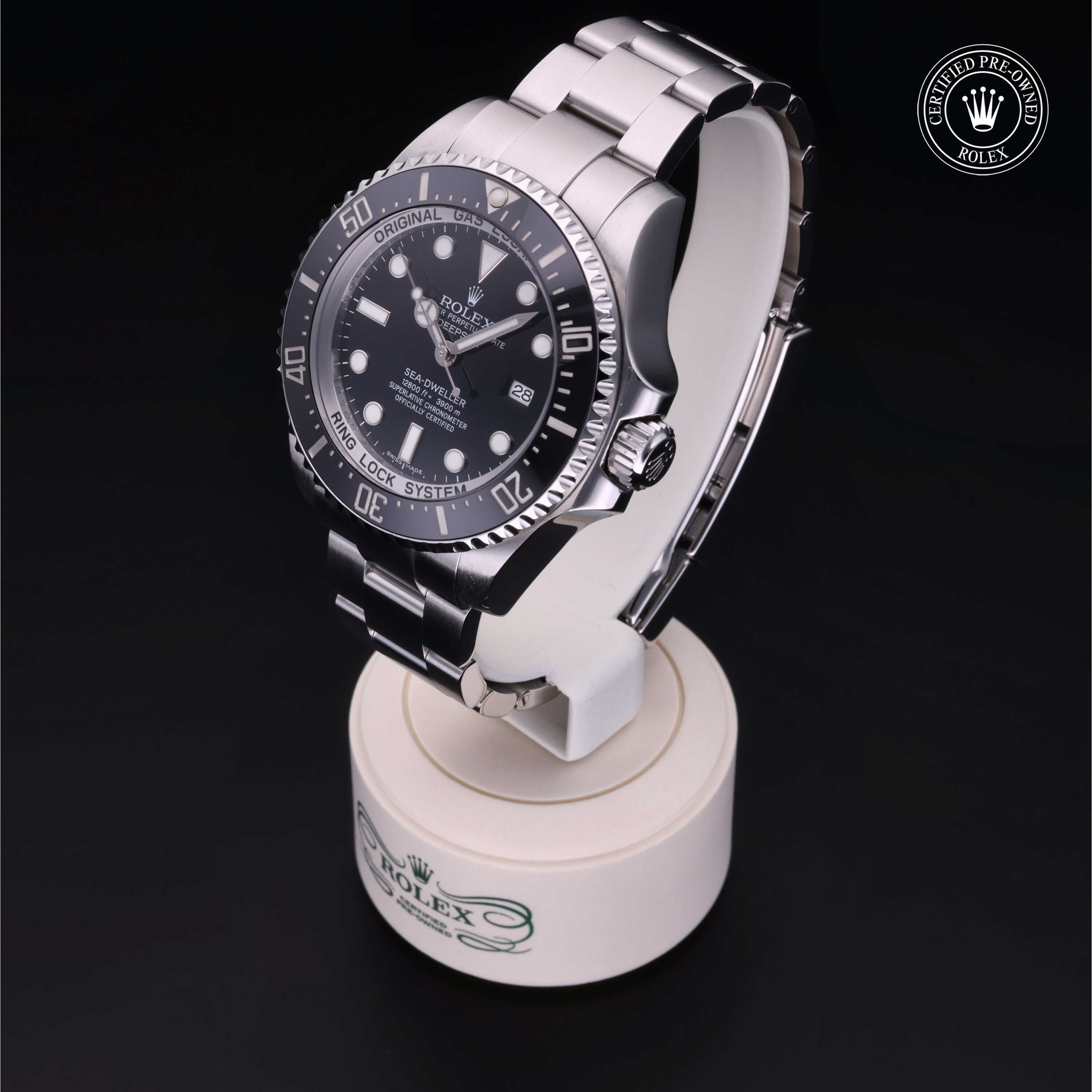 Rolex Certified Pre-owned Sea-Dweller M116660-0001 front on black background