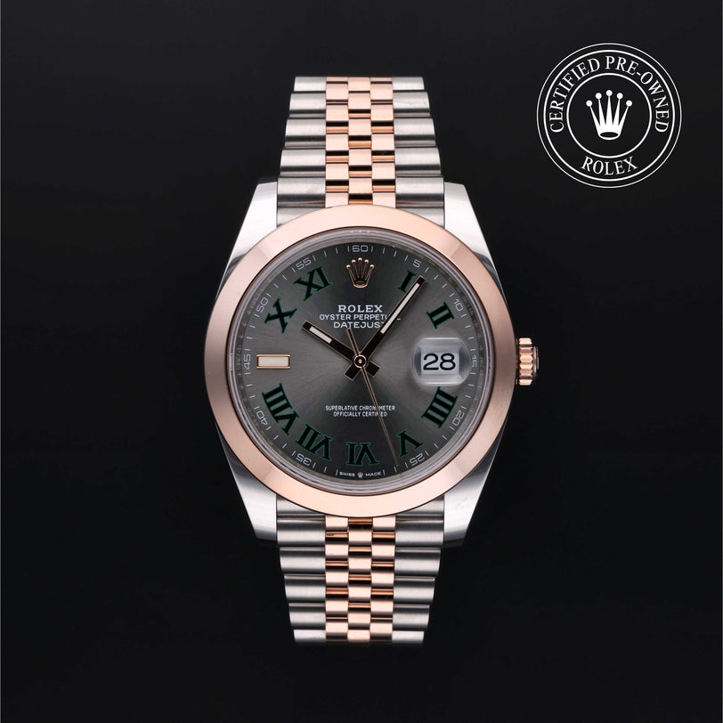 Rolex Certified Pre-owned Datejust M126301-0016 front on black background