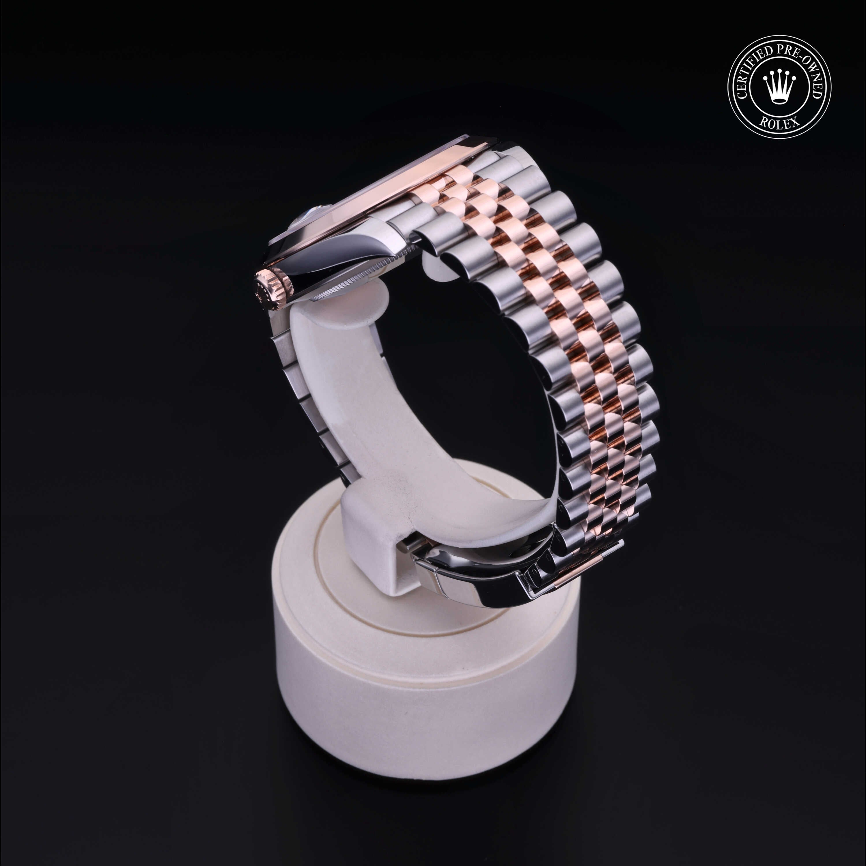 Rolex Certified Pre-owned Datejust M126301-0016 front on black background