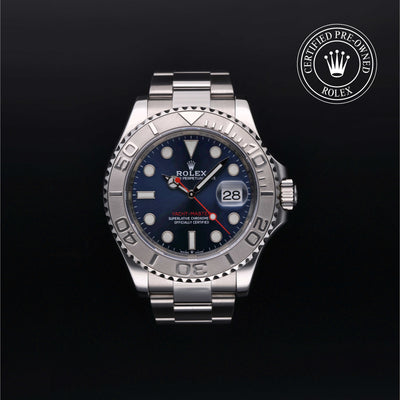 Rolex Certified Pre-owned Yacht-Master M126622-0002 front on black background