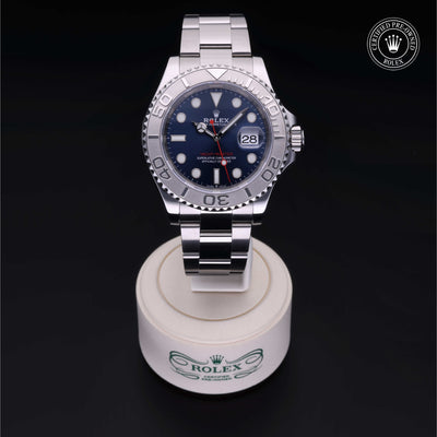 Rolex Certified Pre-owned Yacht-Master M126622-0002 front on black background