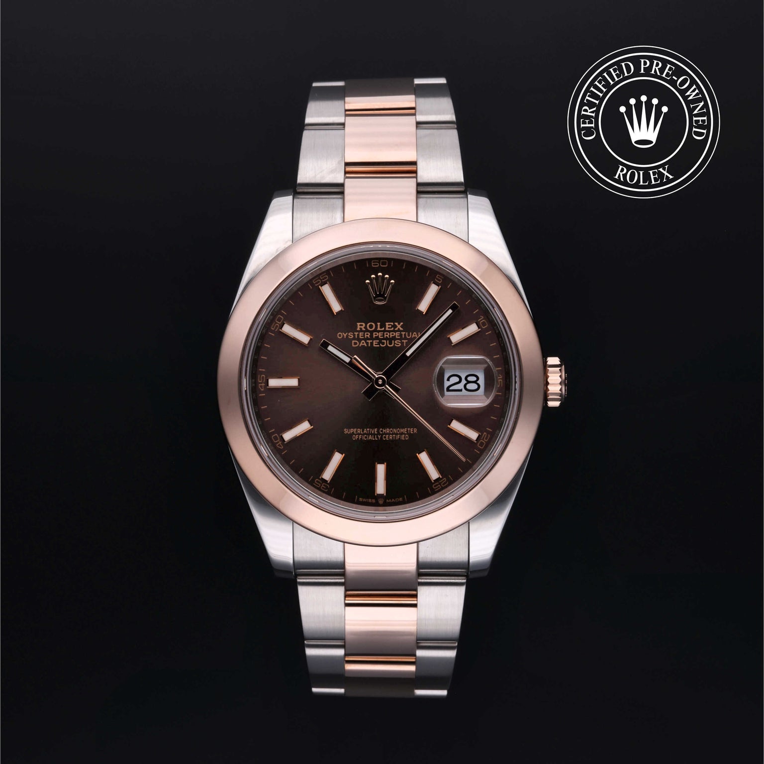 Rolex Certified Pre-owned Datejust M126301-0001 front on black background