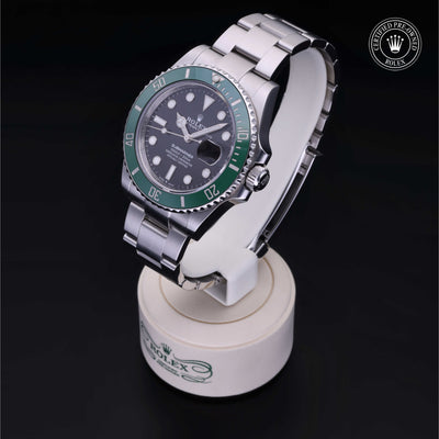 Rolex Certified Pre-owned Submariner M126610LV-0002 front on black background