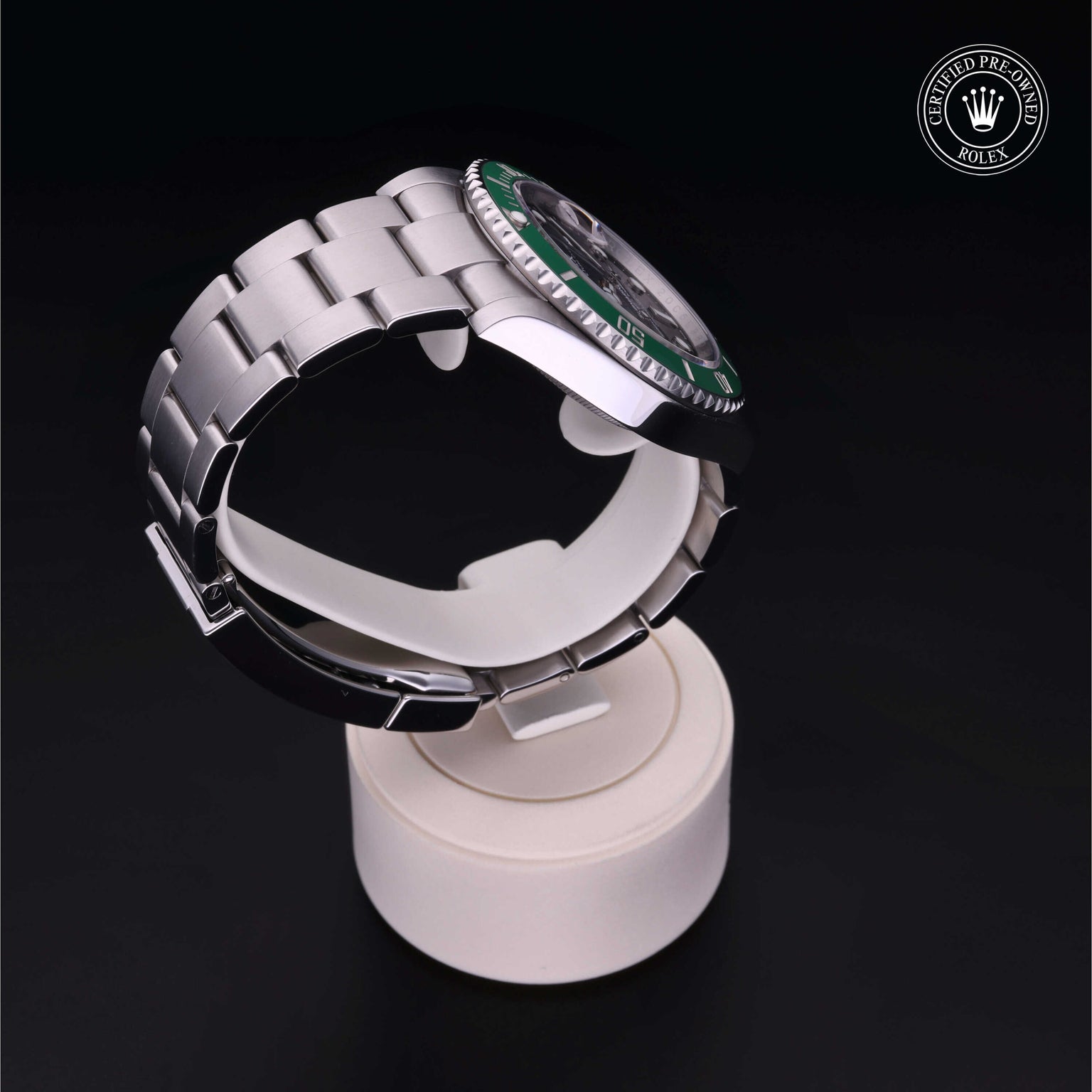 Rolex Certified Pre-owned Submariner M126610LV-0002 front on black background