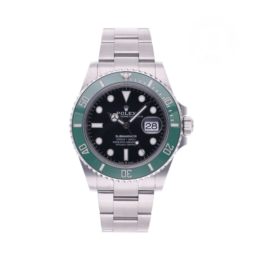 Rolex Certified Pre-owned Submariner M126610LV-0002 front on white background