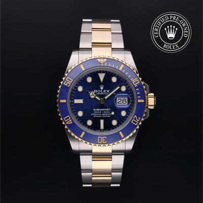 Rolex Certified Pre-owned Submariner M126613LB-0002 front on black background