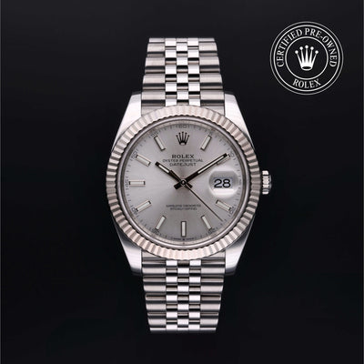 Rolex Certified Pre-owned Datejust M126334-0004 front on black background